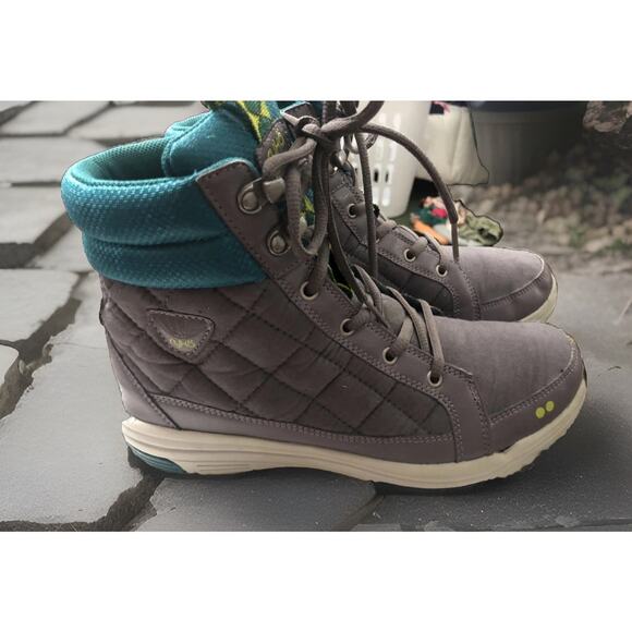 Ryka Aurora Women's Quilted High-Top Ankle Booties 7.5M Gray/Teal - Picture 1 of 6